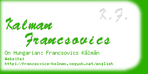 kalman francsovics business card